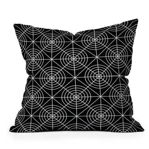 Fimbis Circle Squares Black and White Outdoor Throw Pillow