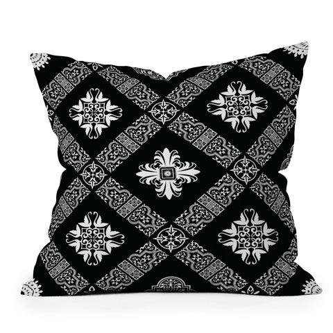 Fimbis Elizabethan Black And White Outdoor Throw Pillow