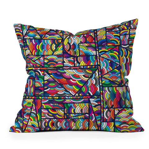 Fimbis Kaku Technicolor Outdoor Throw Pillow