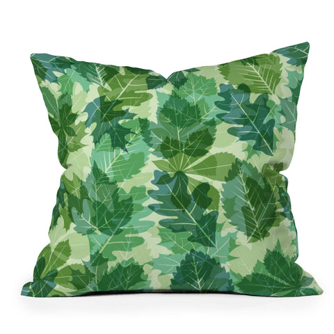 Fimbis Leaves Green Outdoor Throw Pillow