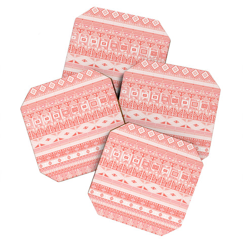 Fimbis Living Coral Aztec Coaster Set