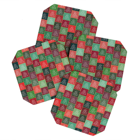 Fimbis Snowy Christmas Tree Pattern Coaster Set