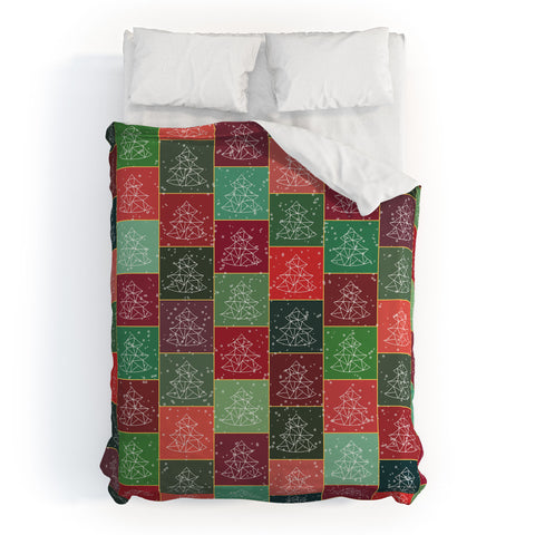 Fimbis Snowy Christmas Tree Pattern Duvet Cover