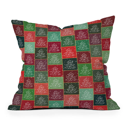 Fimbis Snowy Christmas Tree Pattern Outdoor Throw Pillow