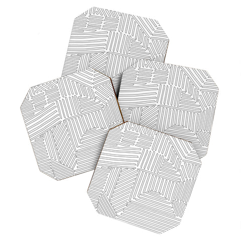 Fimbis Strypes BW Outline Coaster Set