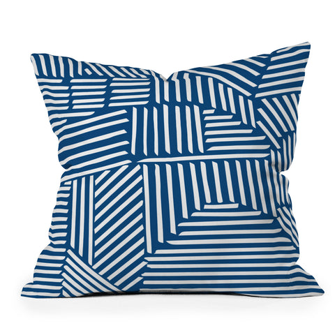 Fimbis Strypes Classic Blue Outdoor Throw Pillow