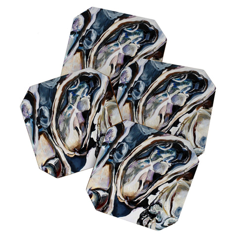 Fine Art by Clau Robles Gil Center Panel Oyster Triptych Coaster Set