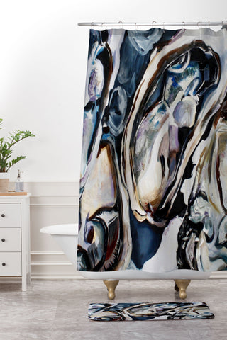 Fine Art by Clau Robles Gil Center Panel Oyster Triptych Shower Curtain And Mat