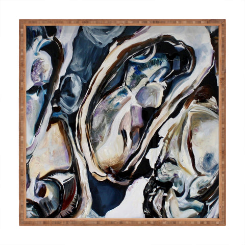 Fine Art by Clau Robles Gil Center Panel Oyster Triptych Square Tray