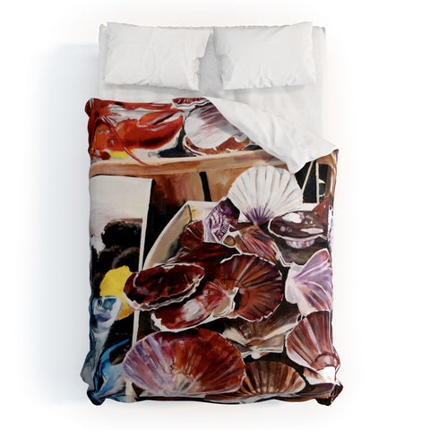 Fine Art by Clau Robles Gil Mercado de Mariscos Duvet Cover