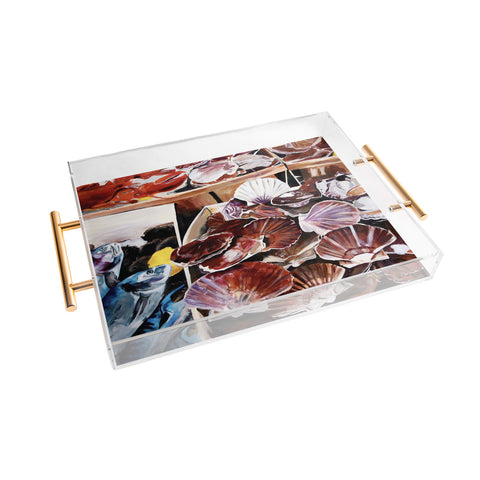 Fine Art by Clau Robles Gil Mercado de Mariscos Acrylic Tray