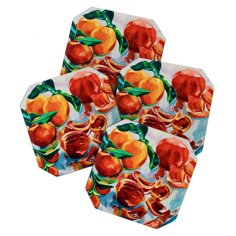 Fine Art by Clau Robles Gil Naranjas de Verano Coaster Set