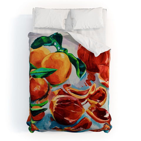 Fine Art by Clau Robles Gil Naranjas de Verano Duvet Cover