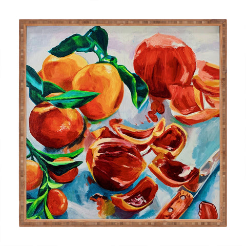 Fine Art by Clau Robles Gil Naranjas de Verano Square Tray