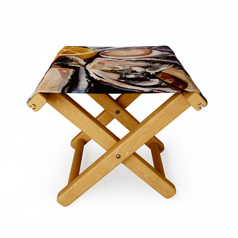 Fine Art by Clau Robles Gil Oysters Lemon Folding Stool