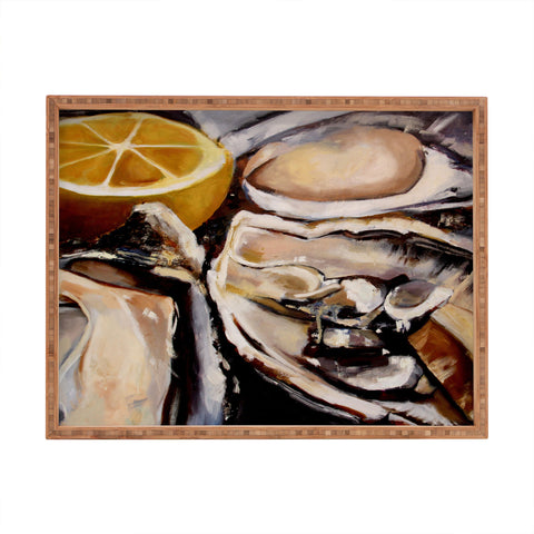 Fine Art by Clau Robles Gil Oysters Lemon Rectangular Tray