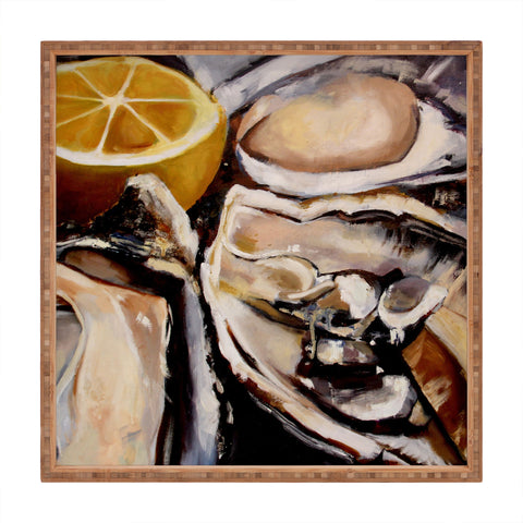 Fine Art by Clau Robles Gil Oysters Lemon Square Tray