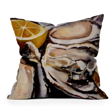 Fine Art by Clau Robles Gil Oysters Lemon Outdoor Throw Pillow