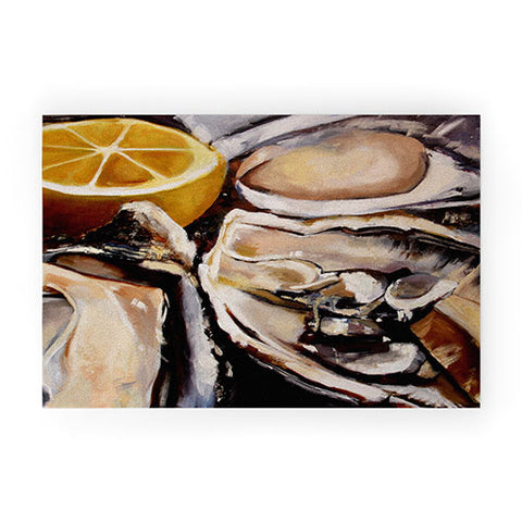 Fine Art by Clau Robles Gil Oysters Lemon Welcome Mat