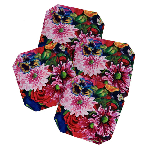 Fine Art by Clau Robles Gil Panel 2 Naranja Sanguina y Flores Coaster Set