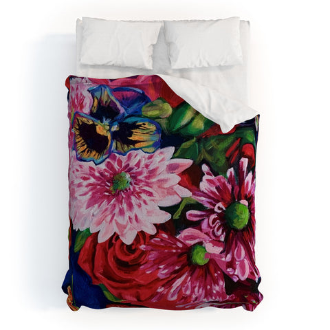 Fine Art by Clau Robles Gil Panel 2 Naranja Sanguina y Flores Duvet Cover