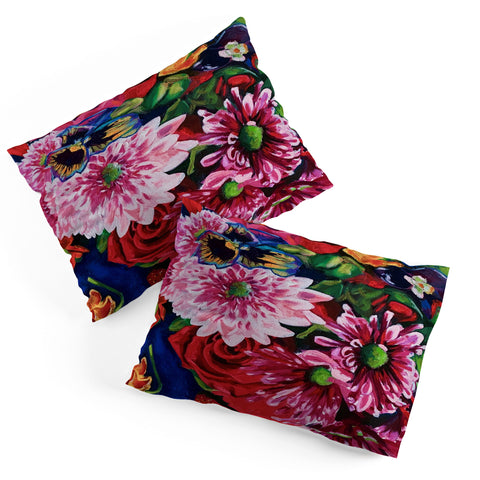 Fine Art by Clau Robles Gil Panel 2 Naranja Sanguina y Flores Pillow Shams