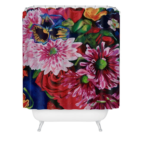 Fine Art by Clau Robles Gil Panel 2 Naranja Sanguina y Flores Shower Curtain