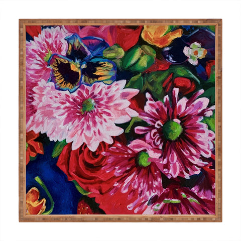 Fine Art by Clau Robles Gil Panel 2 Naranja Sanguina y Flores Square Tray