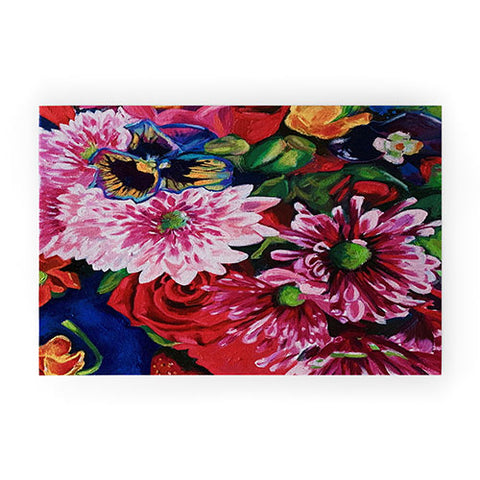 Fine Art by Clau Robles Gil Panel 2 Naranja Sanguina y Flores Welcome Mat