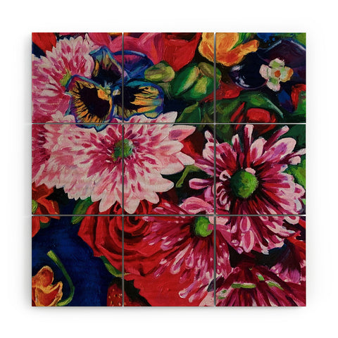 Fine Art by Clau Robles Gil Panel 2 Naranja Sanguina y Flores Wood Wall Mural