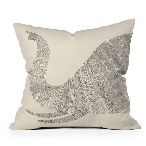 Florent Bodart Elephant Beige Throw Pillow