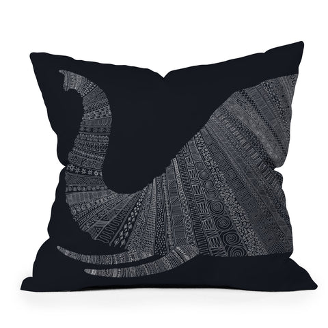 Florent Bodart Elephant I Blue Outdoor Throw Pillow