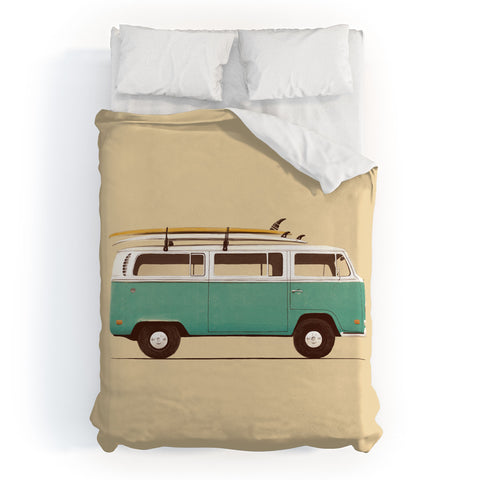 Florent Bodart Famous Cars 5 Blue Van Duvet Cover