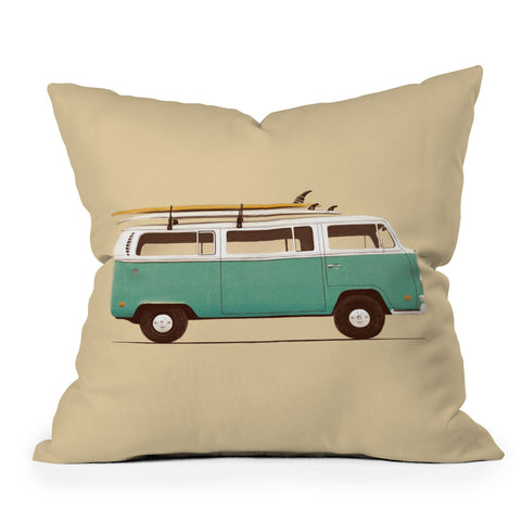 Florent Bodart Famous Cars 5 Blue Van Outdoor Throw Pillow