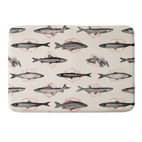 Florent Bodart Fishes In Geometrics Memory Foam Bath Mat