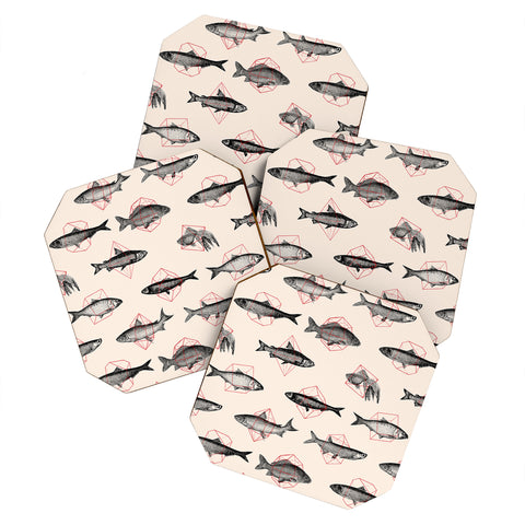 Florent Bodart Fishes In Geometrics Coaster Set