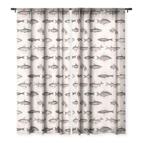Florent Bodart Fishes In Geometrics Sheer Window Curtain