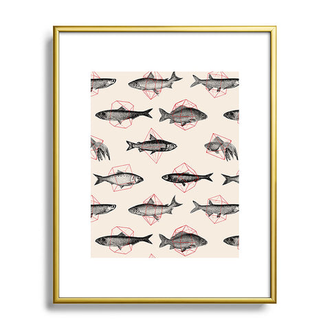 Florent Bodart Fishes In Geometrics Metal Framed Art Print