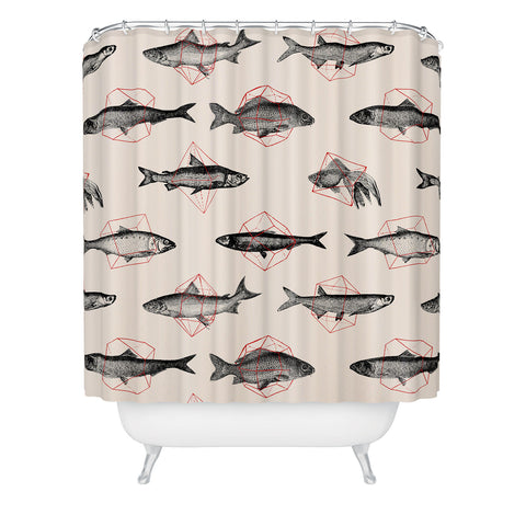 Florent Bodart Fishes In Geometrics Shower Curtain