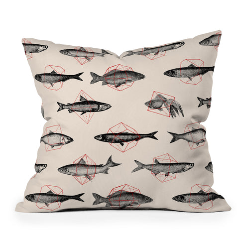 Florent Bodart Fishes In Geometrics Outdoor Throw Pillow