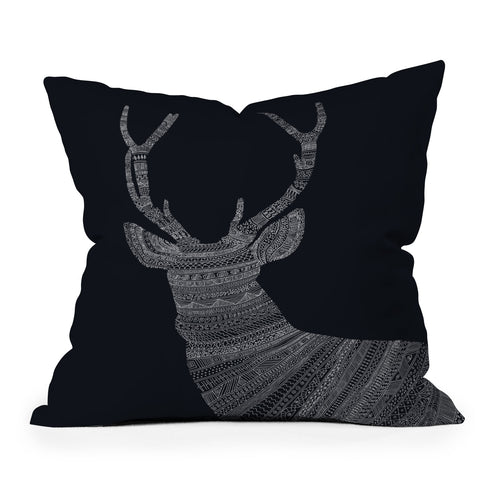 Florent Bodart Stag I Blue Outdoor Throw Pillow