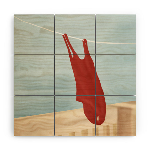 Flow Line Bathing Suit Wood Wall Mural