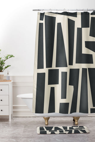 Flow Line Geometrical Play 1 Shower Curtain And Mat