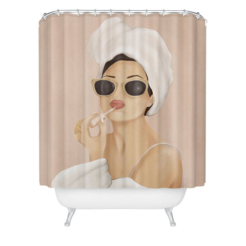 Flow Line Morning Routine Shower Curtain