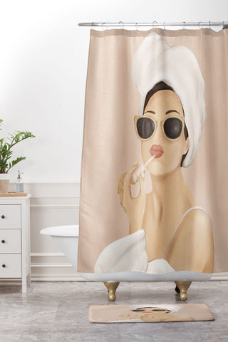 Flow Line Morning Routine Shower Curtain And Mat