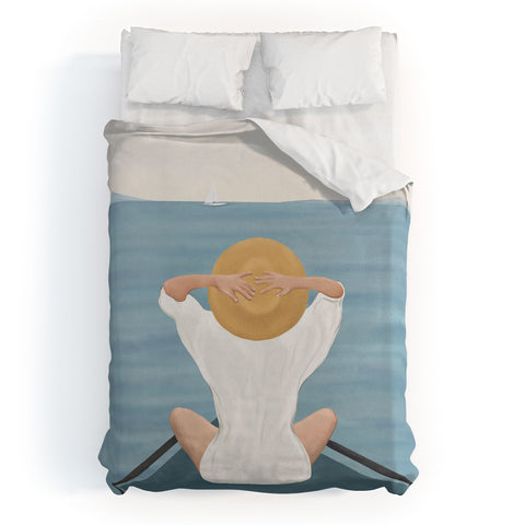 Flow Line Summer Vacation I Duvet Cover