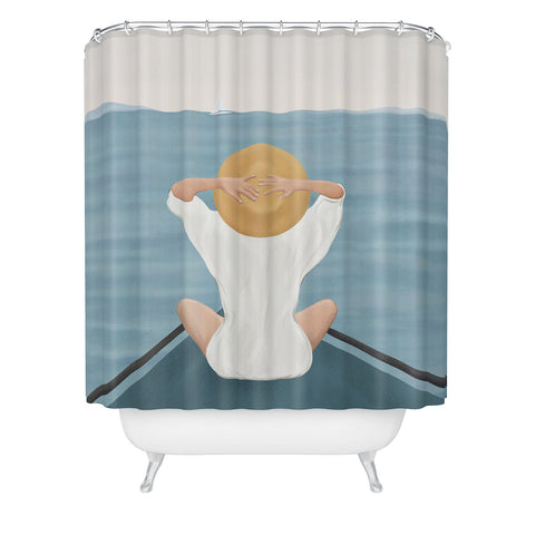 Flow Line Summer Vacation I Shower Curtain