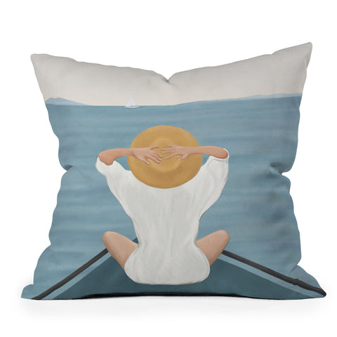 Flow Line Summer Vacation I Throw Pillow