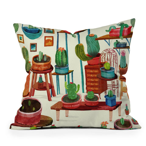 Francisco Fonseca big cactus room Outdoor Throw Pillow
