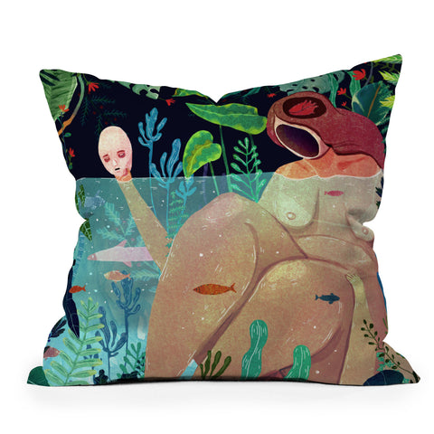 Francisco Fonseca naked underwater Outdoor Throw Pillow